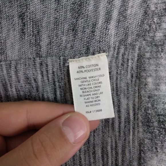 Margaret O'Leary Assymetric Trim Knit Top in Heather Gray Size Medium - Picture 5 of 5